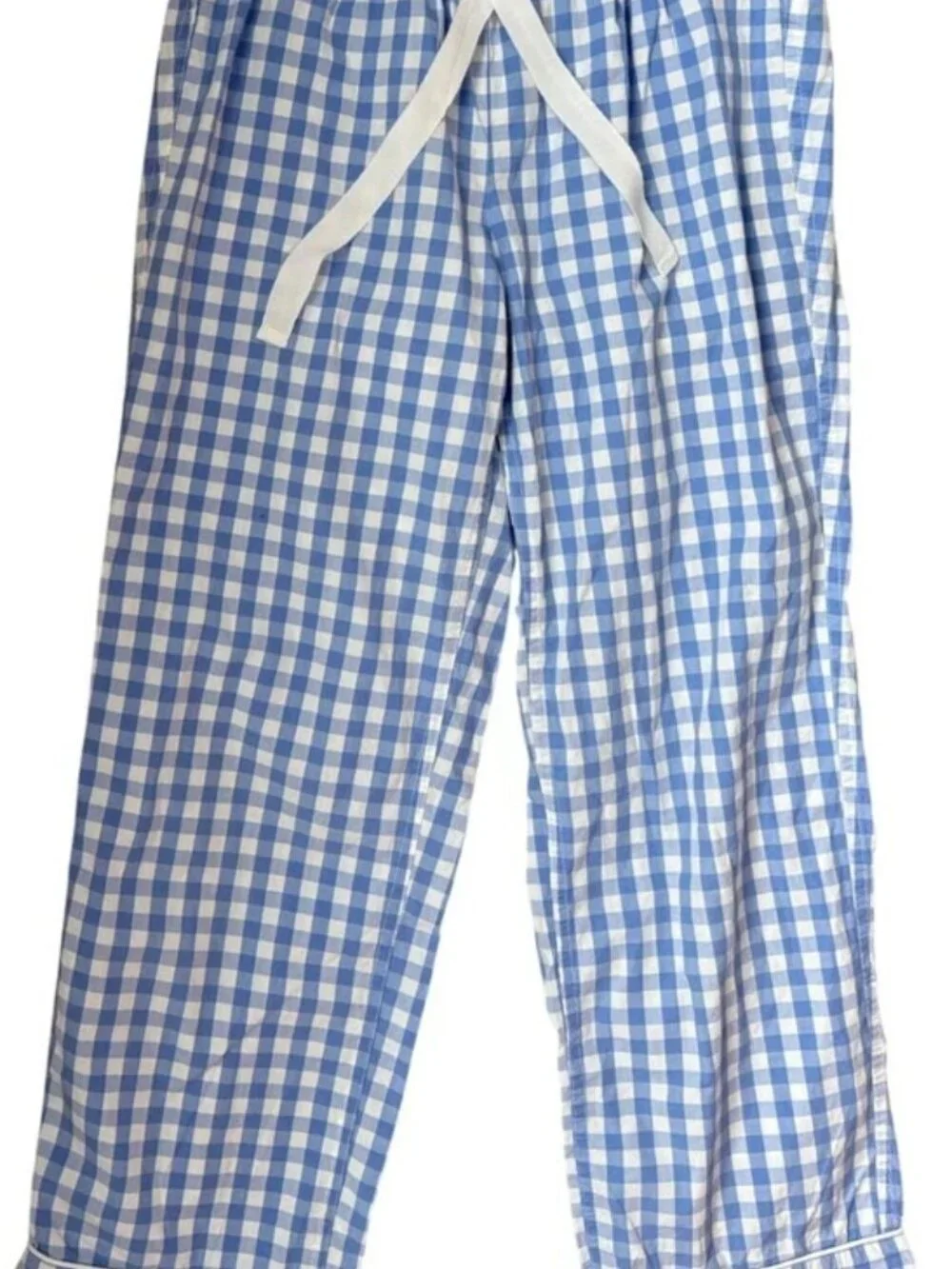 J.Crew Women's Premium Gingham Pajama Set in Cotton-Linen Blend